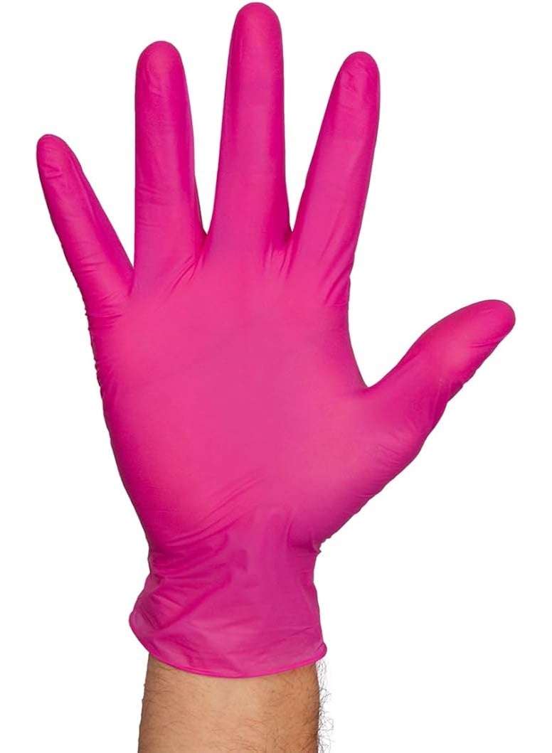 قفازات نيتريل وردية-متعدد الاستخدامات – خالية من البودرة واللاتكس – عبوة 100 قطعة - Image 2